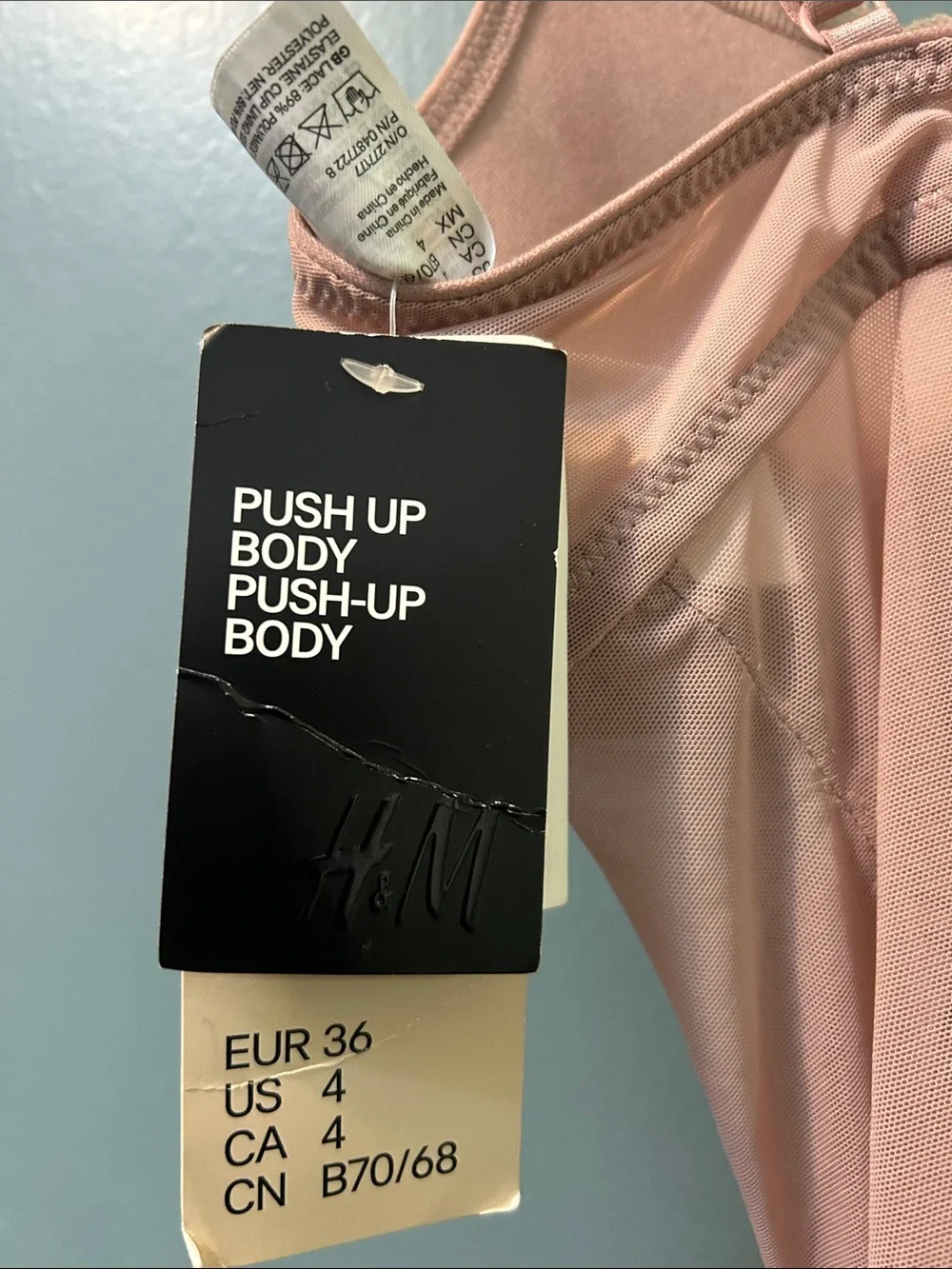 BRAND NEW TAG Size 4 Push-Up Lingerie body suit Pale Pink H&M